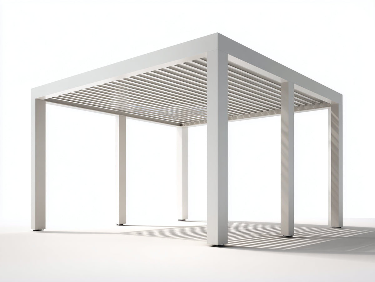 Tonnelle de jardin - Aluminium - 420 x 320 x 255 cm - Blanc - Style architectural