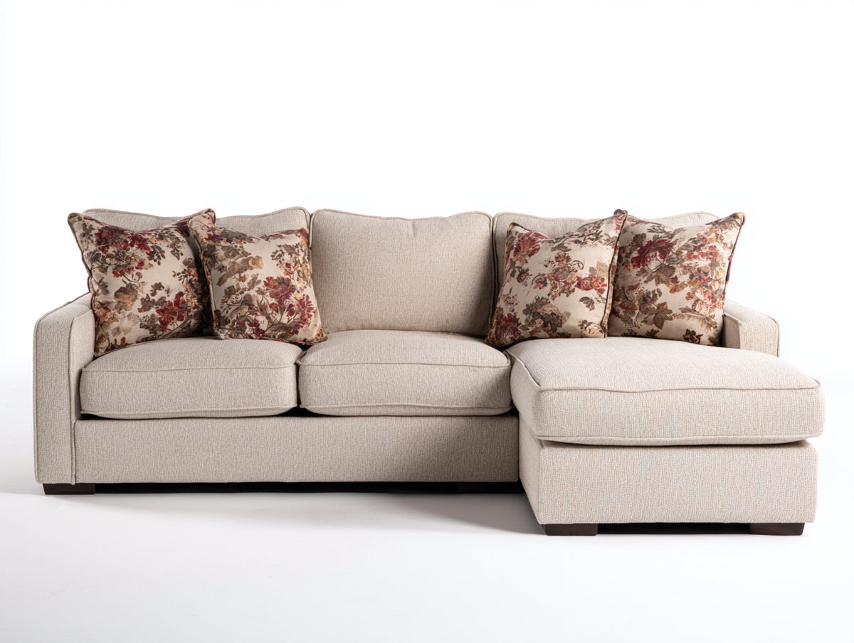 Canapé d'angle - Tissu - 285x165x88 cm - Beige - Contemporain