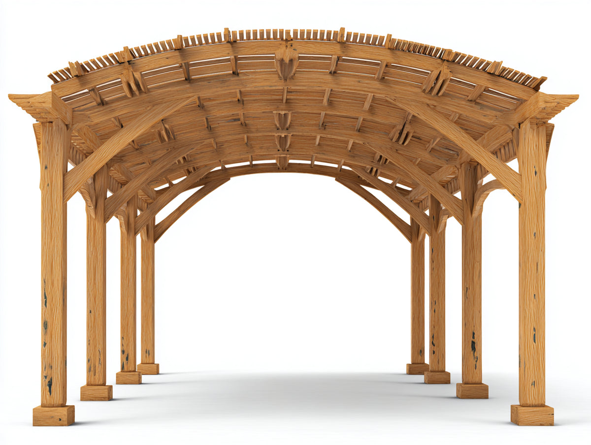Tonnelle de jardin - Bois - 420 x 320 x 275 cm - Brun miel - Style rustique