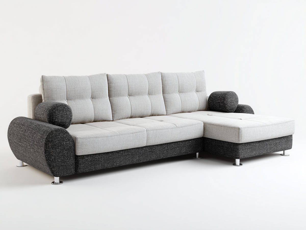 Canapé d'angle - Tissu - 293x168x89 cm - Gris clair-Anthracite - Contemporain