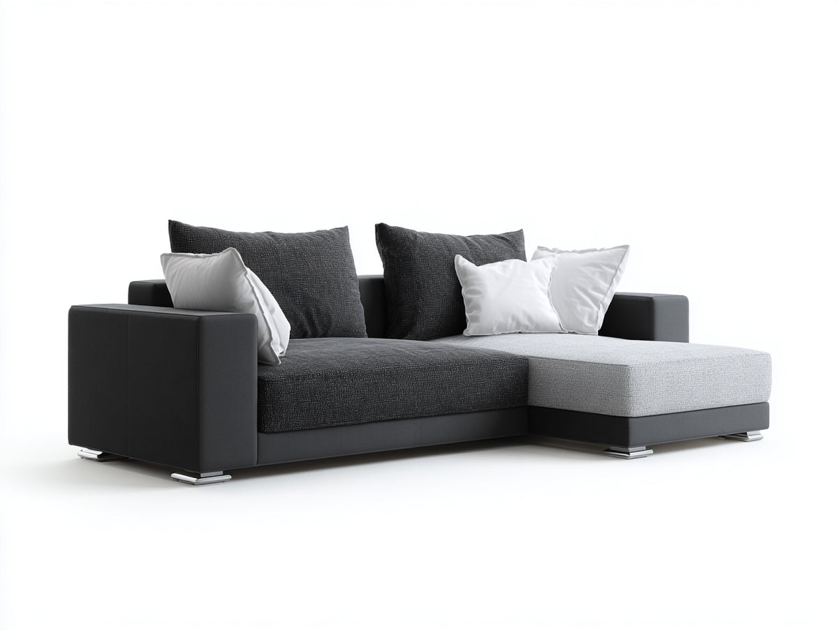 Canapé d'angle - Tissu - 268x160x82 cm - Anthracite-Gris clair - Moderne