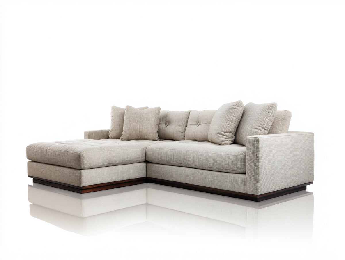 Canapé d'angle - Tissu - 276x166x84 cm - Beige - Moderne