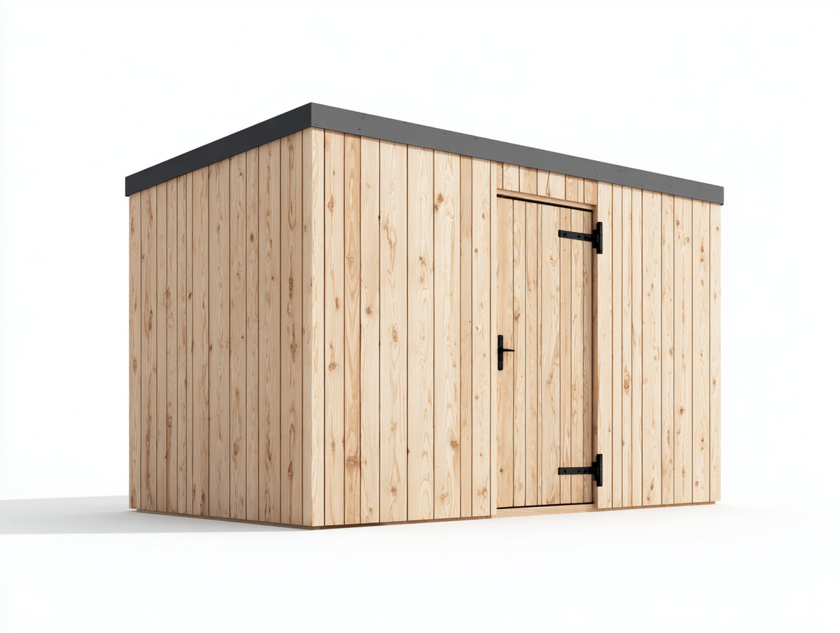 Abri de jardin-Bois-235x185x218 cm-Bois naturel-Gris anthracite-Style contemporain