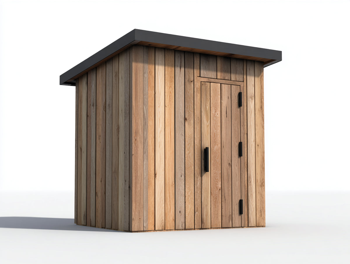 Abri de jardin-Bois-190x150x220 cm-Bois naturel-Noir-Style contemporain
