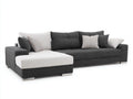 Canapé d'angle - Tissu - 306x174x85 cm - Anthracite-Crème - Contemporain
