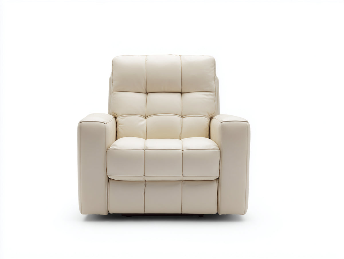 Fauteuil relax - Similicuir - 92 x 91 x 106 cm - Crème - Moderne
