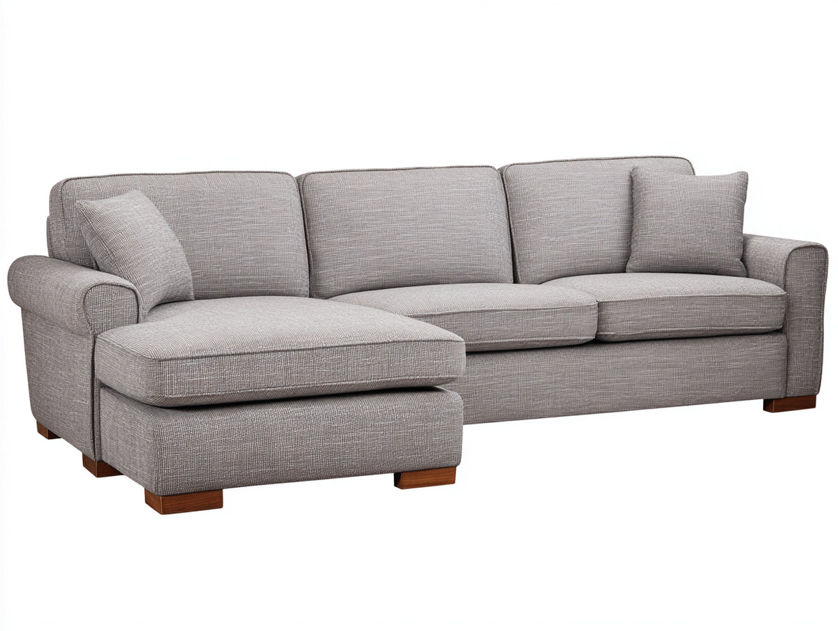 Canapé d'angle - Tissu - 294x168x88 cm - Gris taupe - Contemporain