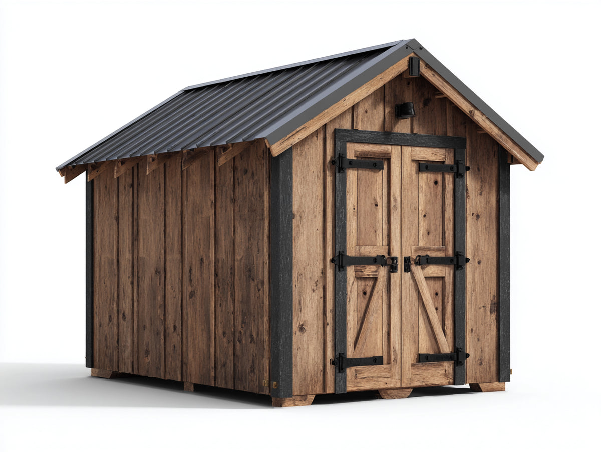 Abri de jardin-Bois-225x175x230 cm-Brun naturel-Noir-Style rustique