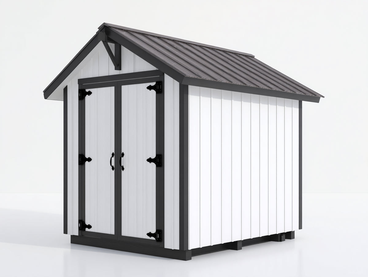 Abri de jardin-Bois-210x165x228 cm-Blanc-Gris anthracite-Style classique