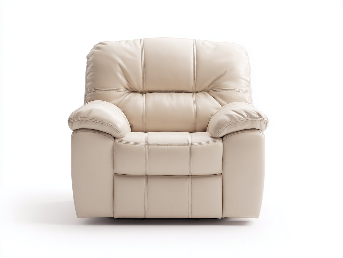 Fauteuil relax - Similicuir - 97 x 94 x 105 cm - Beige clair - Confort contemporain