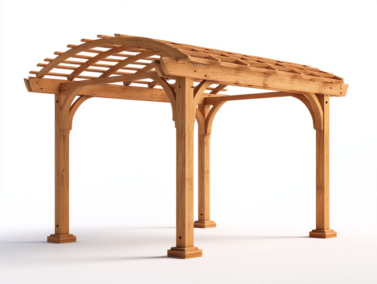 Tonnelle de jardin - Bois - 335 x 285 x 255 cm - Brun clair - Style naturel