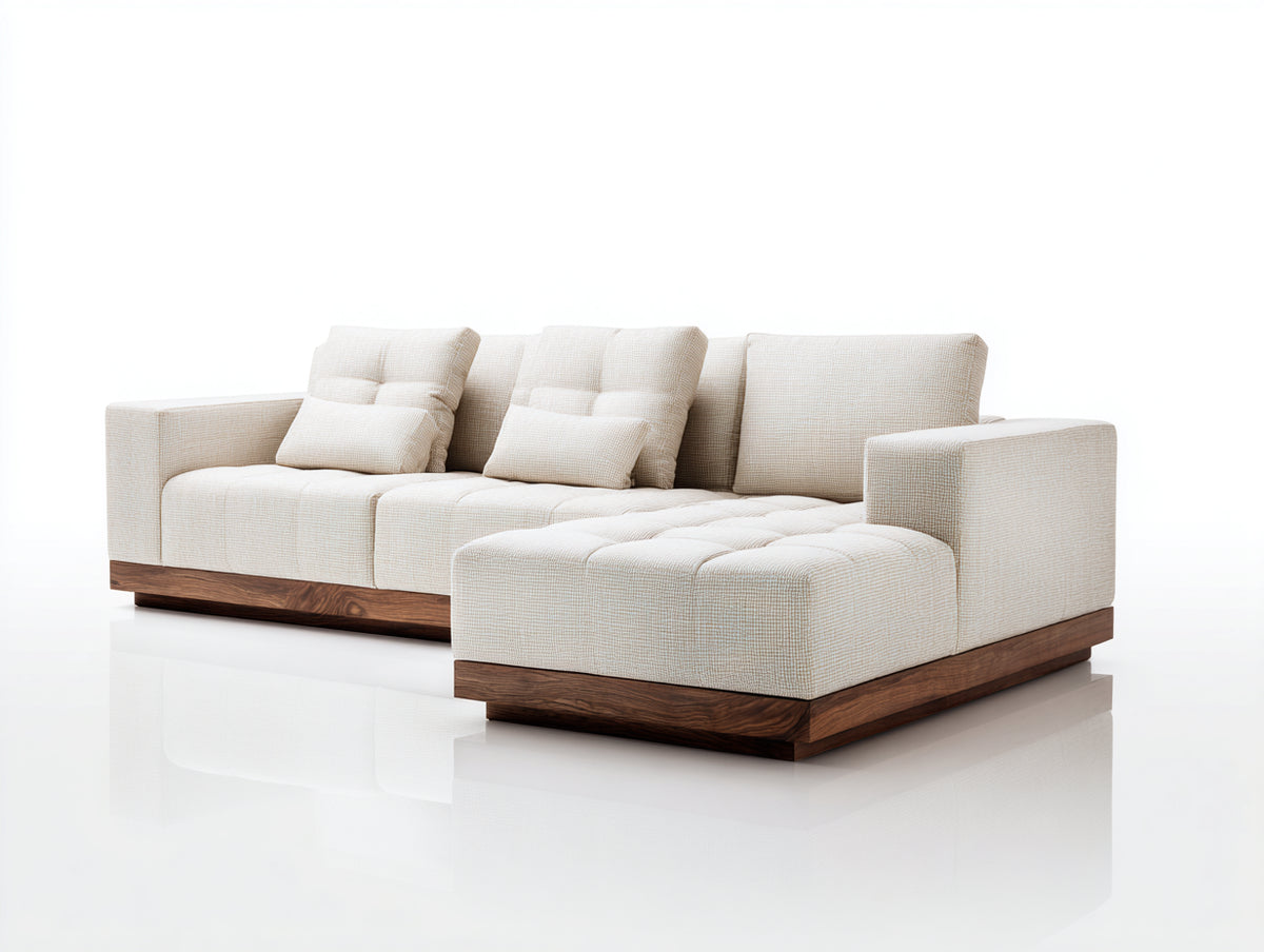 Canapé d'angle - Tissu - 300x175x82 cm - Crème - Moderne