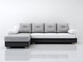 Canapé d'angle - Tissu-Cuir - 299x166x85 cm - Blanc-Gris clair-Anthracite - Contemporain