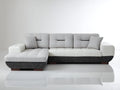 Canapé d'angle - Tissu-Cuir - 306x172x87 cm - Blanc-Gris clair-Anthracite - Moderne