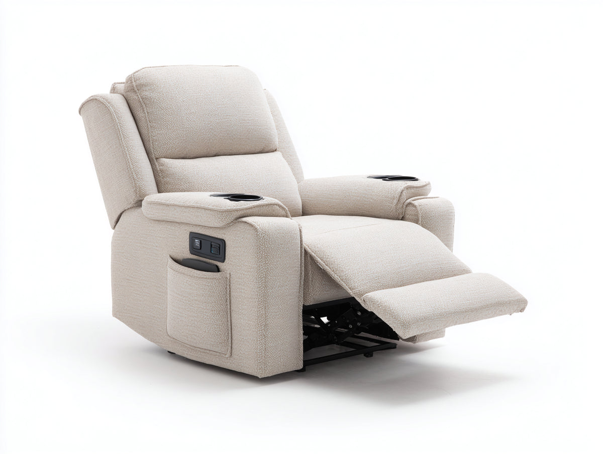 Fauteuil relax - Tissu - 100 x 95 x 108 cm - Crème - Contemporain