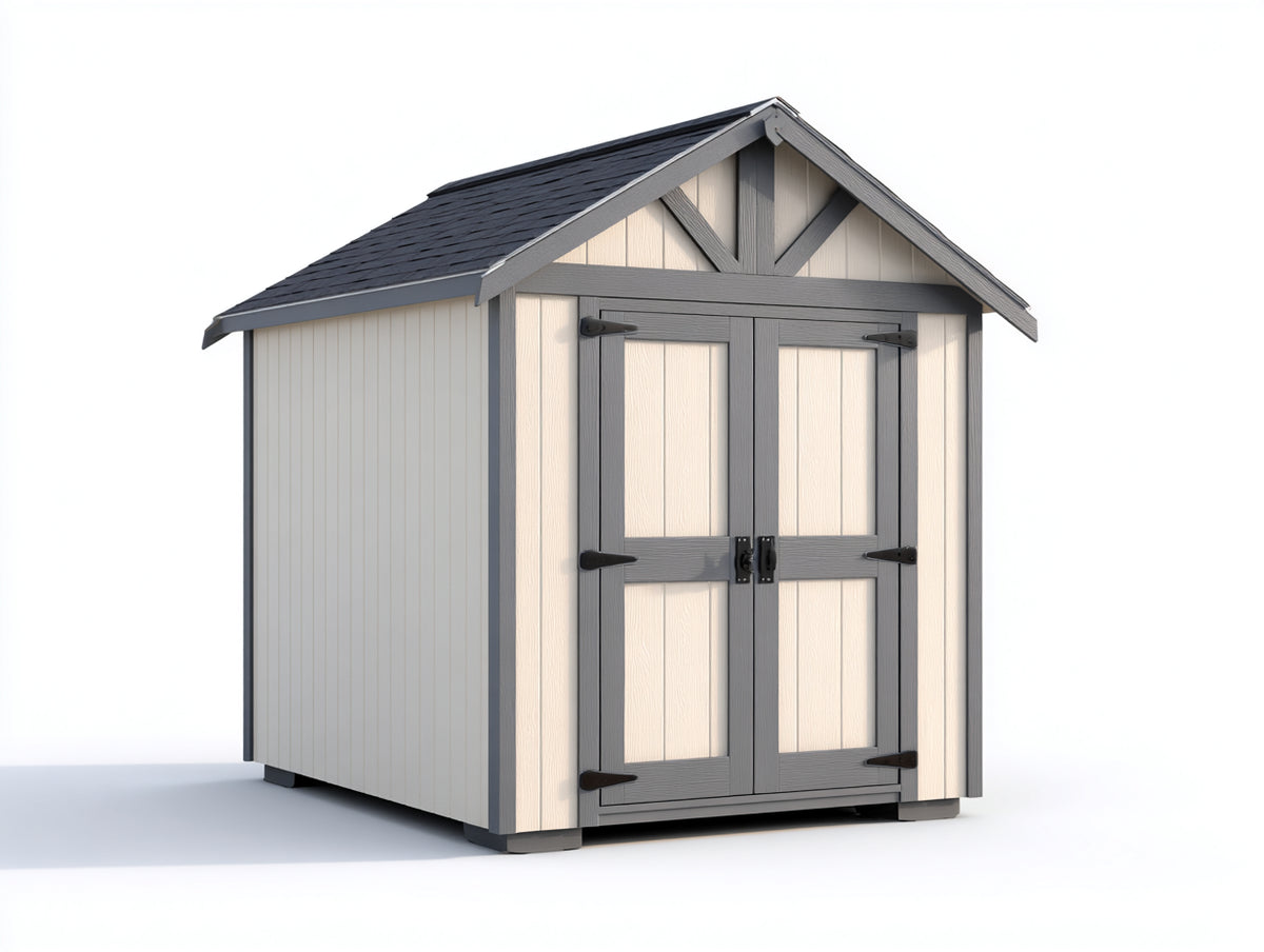Abri de jardin-Bois-210x165x230 cm-Blanc cassé-Gris-Style classique