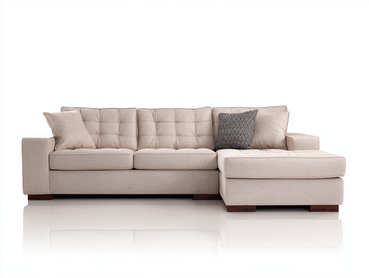 Canapé d'angle - Tissu - 286x168x86 cm - Beige - Contemporain