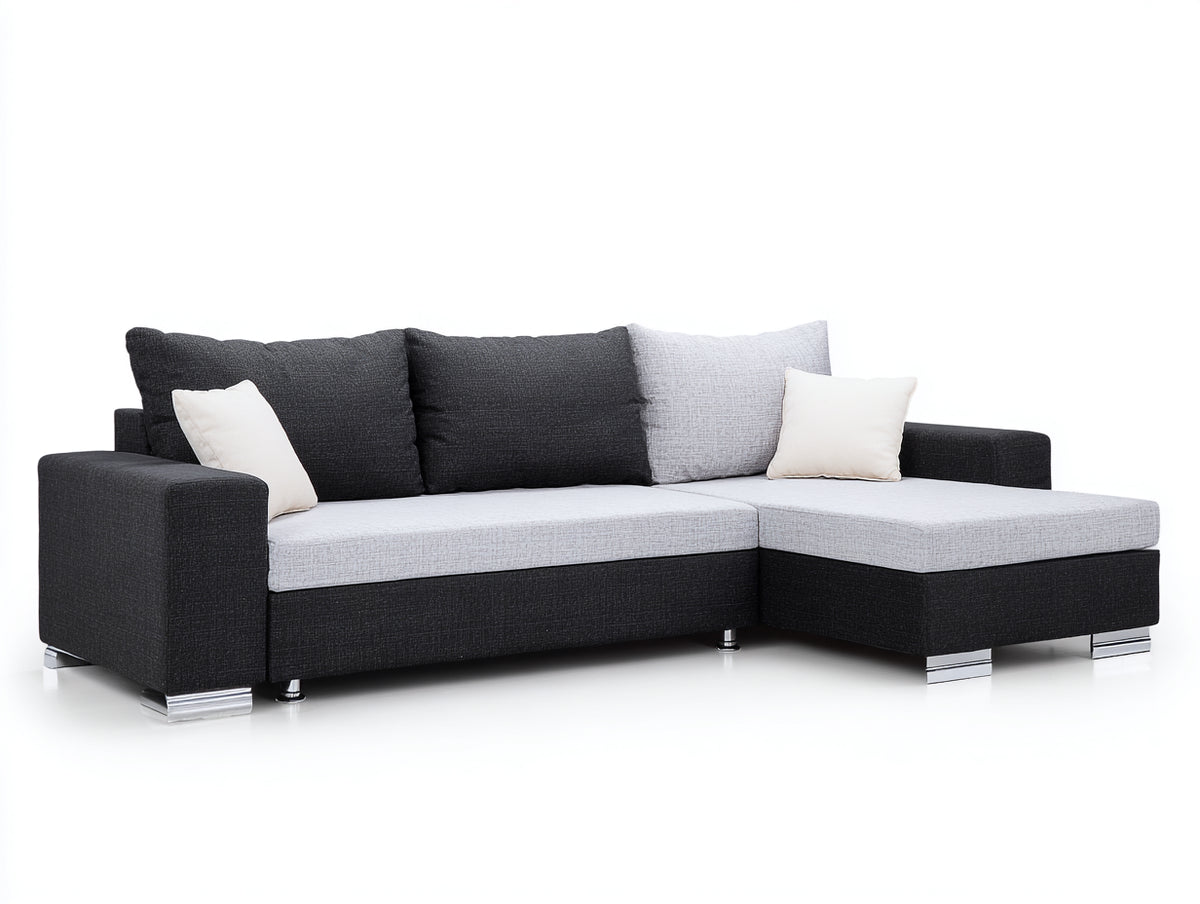 Canapé d'angle - Tissu - 298x166x84 cm - Anthracite-Gris clair - Moderne