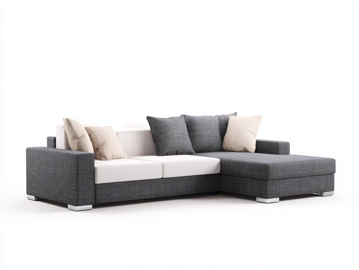 Canapé d'angle - Tissu - 274x162x82 cm - Anthracite-Blanc cassé - Moderne