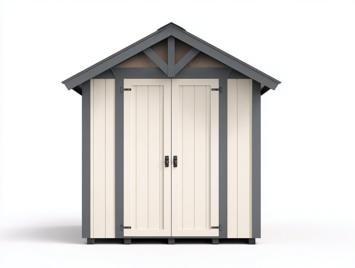 Abri de jardin-Bois-195x150x230 cm-Blanc cassé-Gris anthracite-Style classique