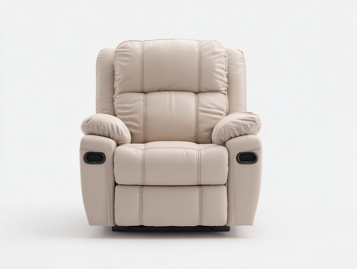 Fauteuil relax - Similicuir - 95 x 92 x 105 cm - Beige - Style contemporain