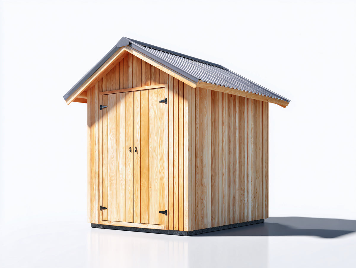 Abri de jardin-Bois-220x180x235 cm-Bois naturel-Gris anthracite-Style rustique