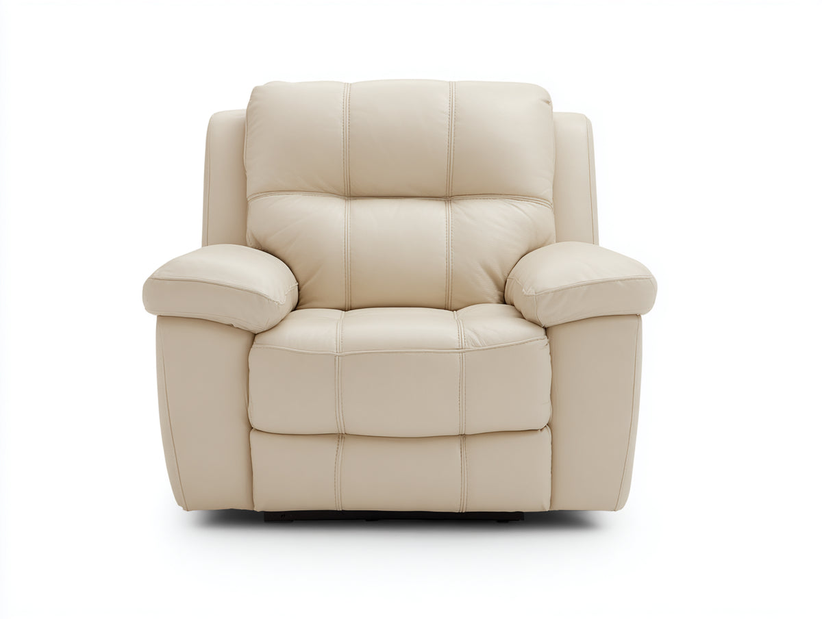 Fauteuil relax - Similicuir - 95 x 92 x 107 cm - Ivoire - Contemporain