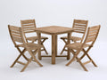 Salon de jardin repas - Bois - 110 x 110 x 75 cm - Bois naturel - Contemporain avec chaises pliantes