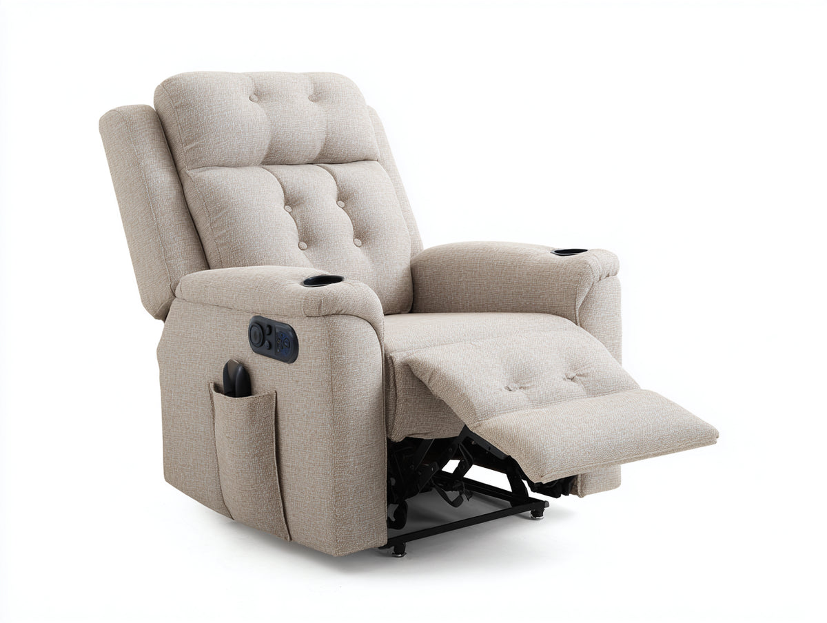 Fauteuil relax - Tissu - 99 x 95 x 109 cm - Beige - Contemporain