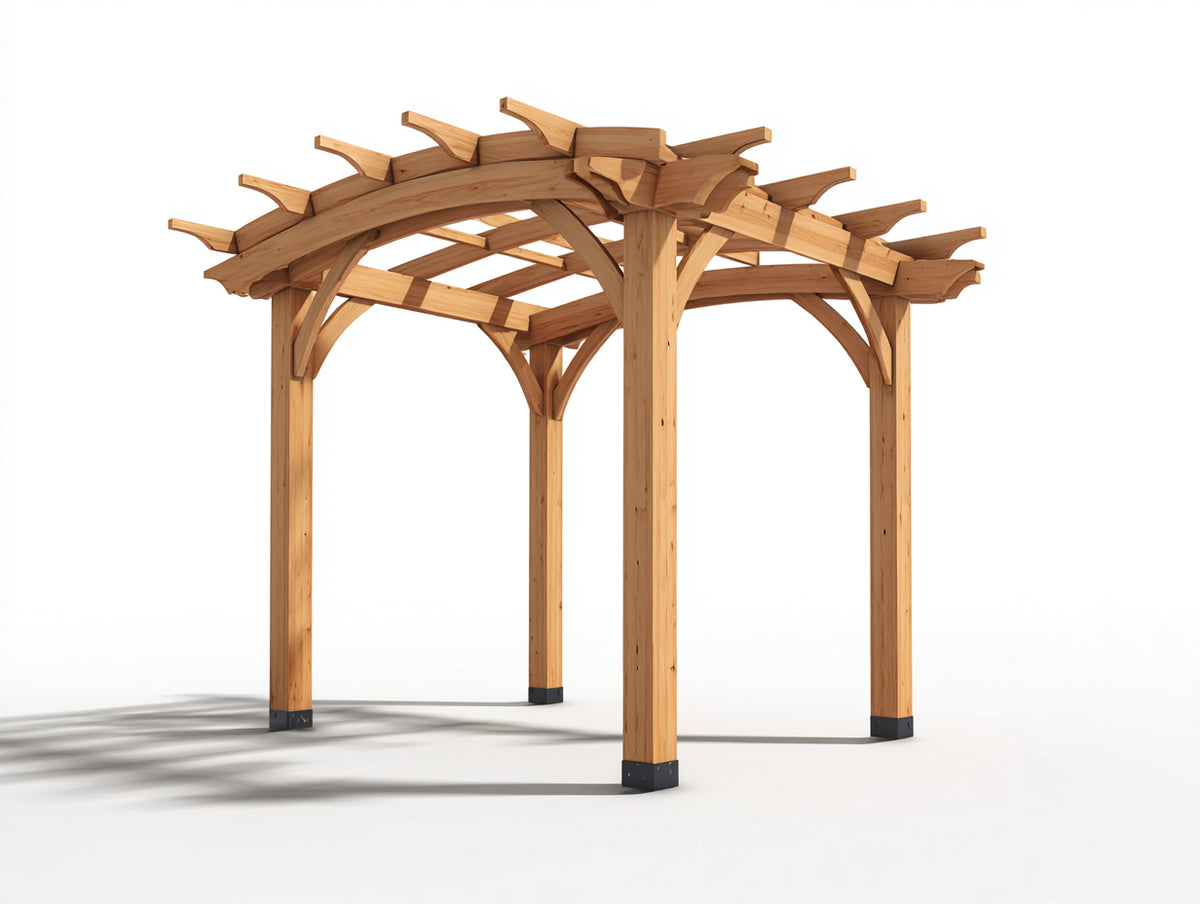 Tonnelle de jardin - Bois - 325 x 285 x 255 cm - Marron clair - Style naturel